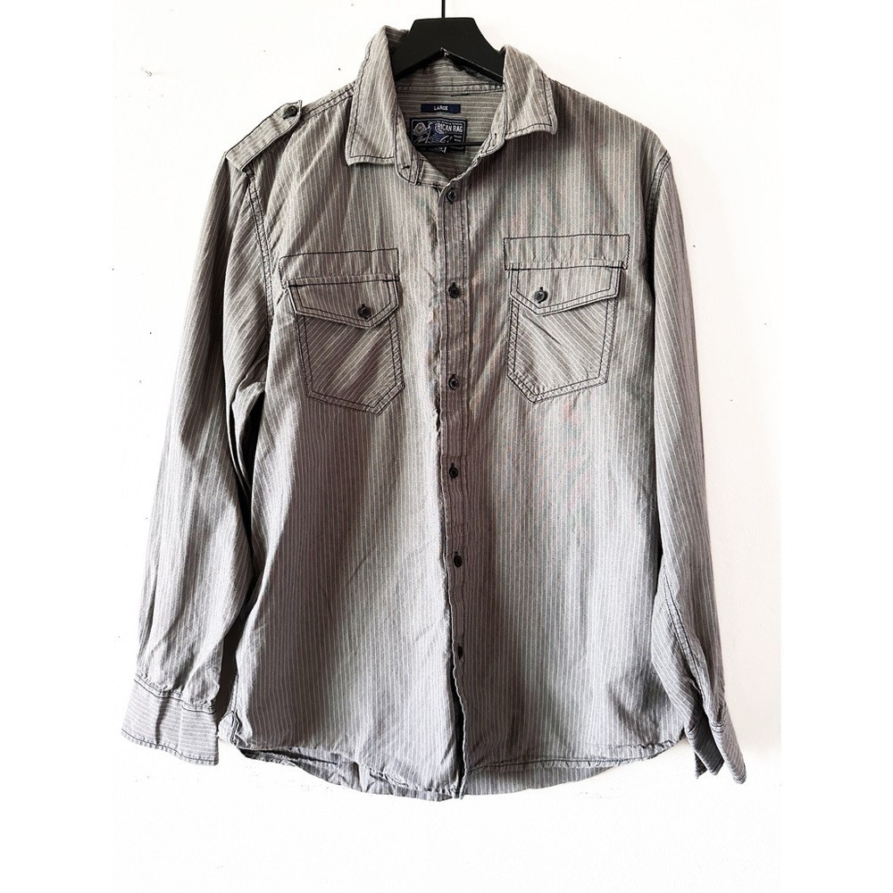 American Rag Men’s L Striped Button Down Long Sleeve Shirt